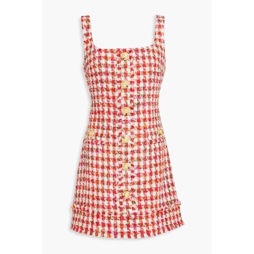 Cara‎ Cara Evora Dress NWOT Red White Plaid Tweed Sleeveless Button Mini Sz 4 - Picture 4 of 11